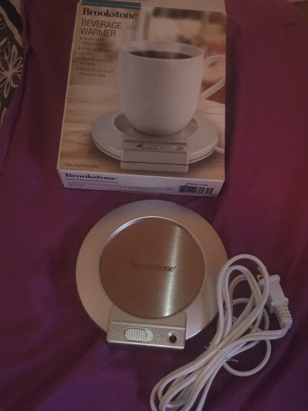 Brookstone Silver Electric Beverage Warmer with White Cord
